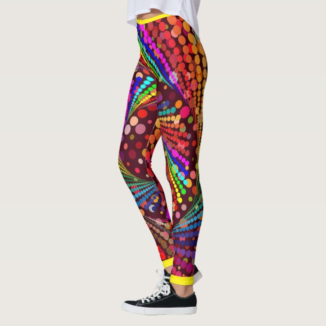 Legging Abstrato Multicores com legendas amarelas (Esquerda)
