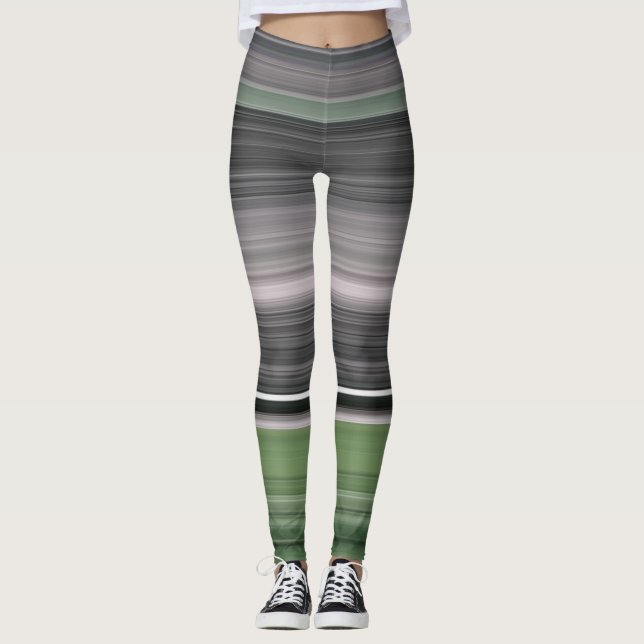 Legging Abstrato nº 1: Verde-oliva e cinza (Frente)