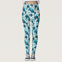 Legging Abstrato Oceano Azul | Padrão costeiro