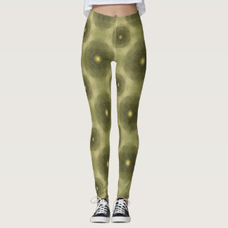 Legging Abstrato Olive Green Flower Padrão Sem Costura