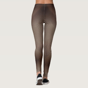 Legging Abstrato Ondas Pernas de Arte Marrom Escuras
