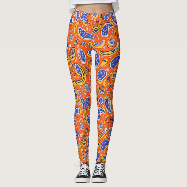 Legging Abstrato Orange Paisley Pattern (Frente)