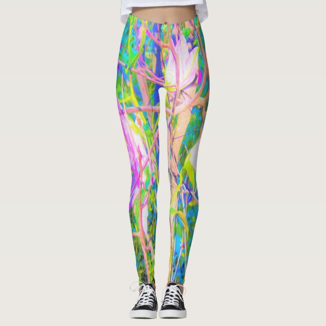 Legging Abstrato Oriental Lily no Meu Jardim Rubio (Frente)