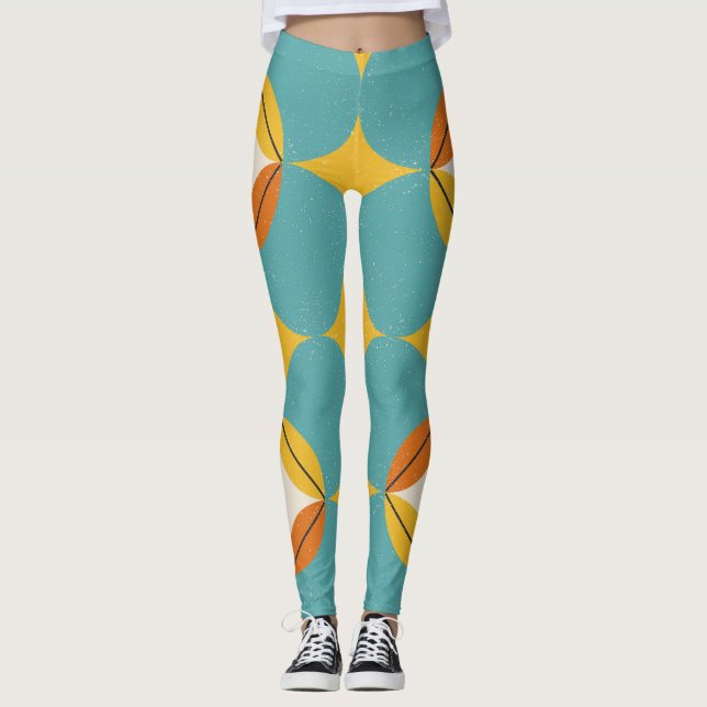 Legging Abstrato, Padrão Escandinavo Geométrico. (Frente)