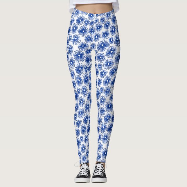 Legging Abstrato Pattern 101115 - Marinho Blue on White (A (Frente)