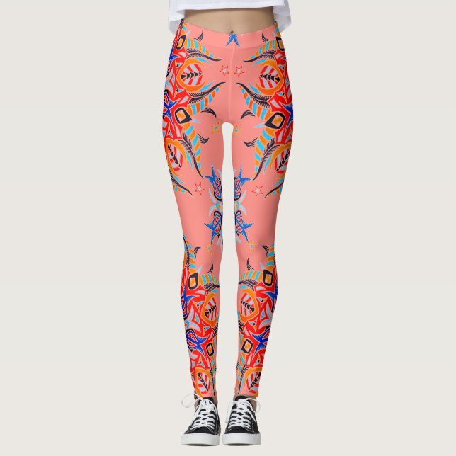 Legging Abstrato Pattern Design ( Salmon ) (Frente)
