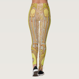 Legging Abstrato Pattern Vintage Cinza amarela feminino