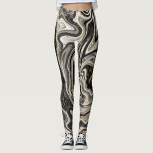 Legging Abstrato preto branco e Dourado de espiral de chic