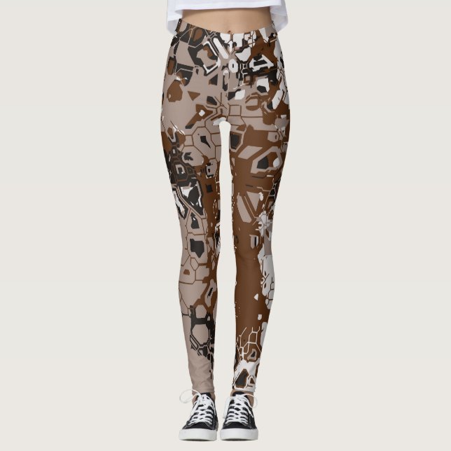 Legging Abstrato preto branco e preto (Frente)