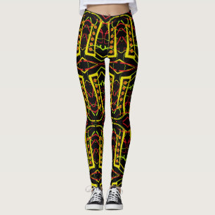 Legging Abstrato preto e amarelo