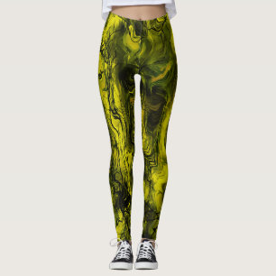 Legging Abstrato preto e amarelo com energia nervosa