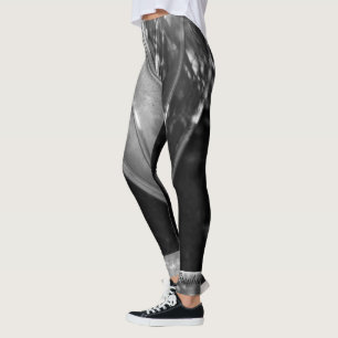Legging Abstrato preto e branco com nome personalizado