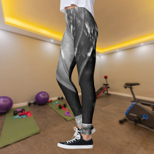 Legging Abstrato Preto e Branco com Nome Personalizado