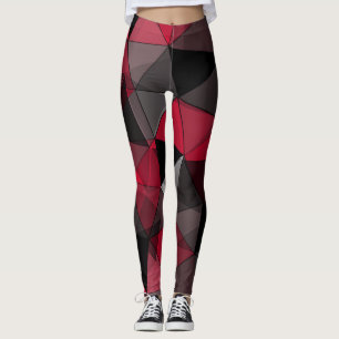 Legging Abstrato preto, vermelho, geométrico das cinzas.