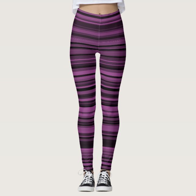 Legging Abstrato Purple Black Stripes (Frente)