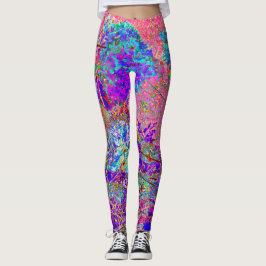 Legging Abstrato púrpura e azul-hidrangea com magenta