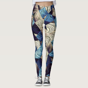 Legging Abstrato quadrados azuis de arte digital