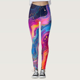 Legging Abstrato Rainbow Design Cosmic Splash
