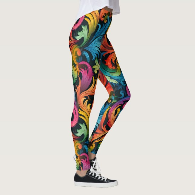Legging Abstrato Rainbow Leaf Pattern (Direita)
