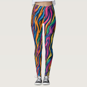 Legging Abstrato Rainbow Zebra Pattern
