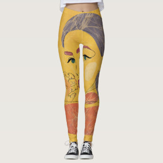 Legging Abstrato: Retrato de linha minimalista