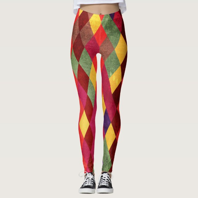 Legging Abstrato retroativo: Design de padrão de vinheta (Frente)