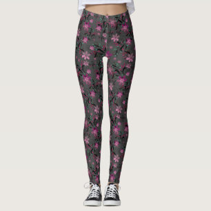 Legging Abstrato retrorreflector sem costura flores violet