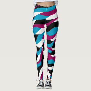 Legging Abstrato Retrorretro Wavy Blue-Pink com Reprodução