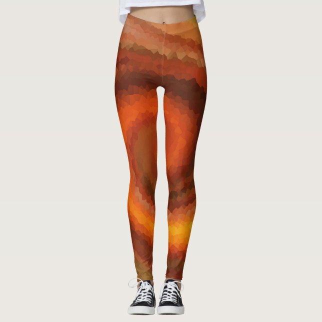 Legging Abstrato rolo líquido, cor de laranja, fogo castan (Frente)