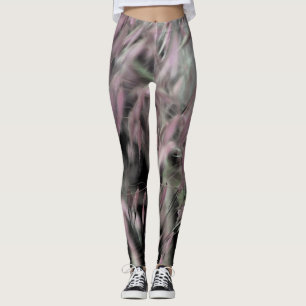 Legging Abstrato rosa e grama verde nas Cinzas
