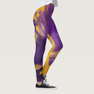 Legging Abstrato Roxo e Dourado