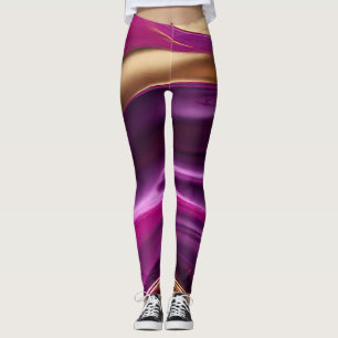 Legging Abstrato roxo moderno rosa e Dourado-