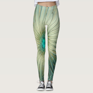 Legging Abstrato Sage Green Fantasy Flor Arte Fractal