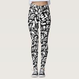 Legging Abstrato Shapes 180318 - Branco sobre Preto