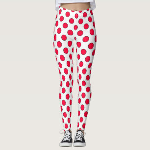Legging Abstrato simples na moda vermelho bolinhas branco 