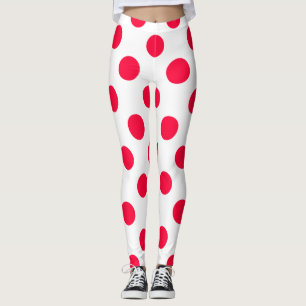 Legging Abstrato simples na moda vermelho bolinhas branco 