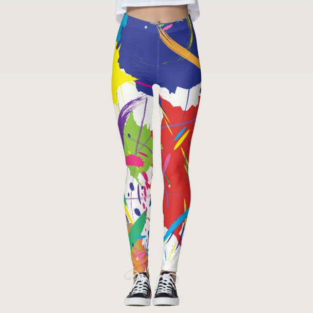 Legging Abstrato Splatter Vetor Digital de Pintura Legal (Frente)