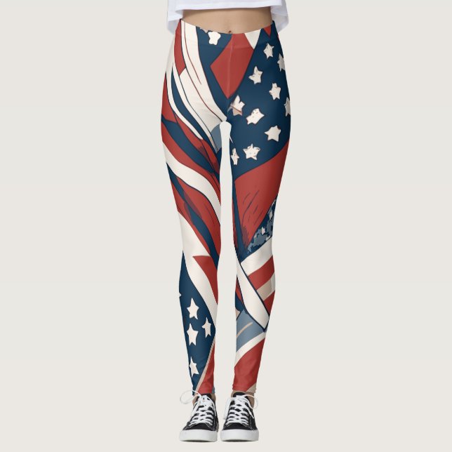 Legging Abstrato Stars and Stripes 4 de julho (Frente)