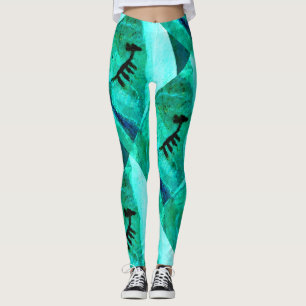 Legging abstrato sudoeste rock art verde