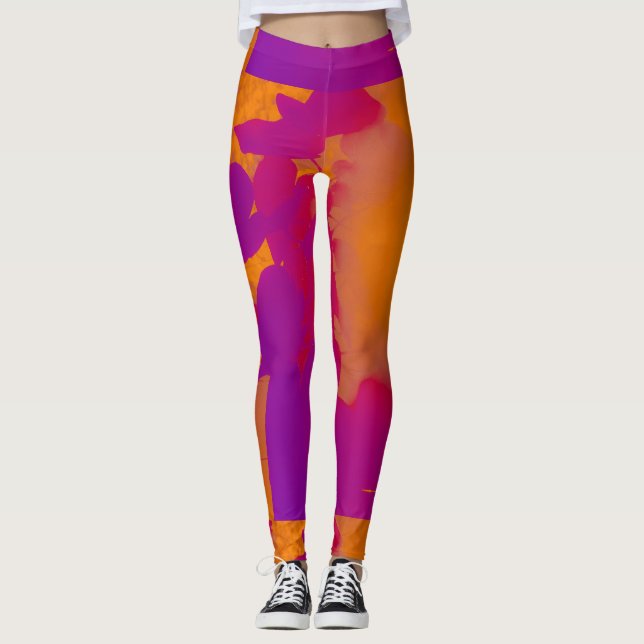 Legging Abstrato Sun brilha através das folhas (Frente)