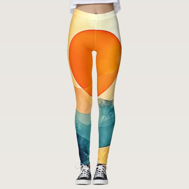 Legging Abstrato Sunset Waves Art (Frente)