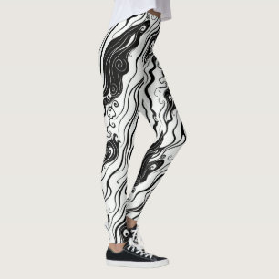 Legging Abstrato Swirl Art Flutuando Nuvens Líquidas