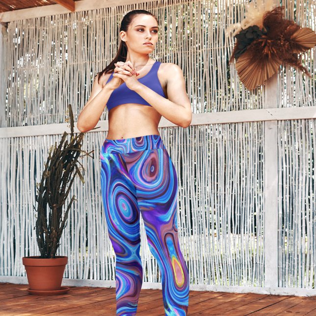 Legging Abstrato Tinta Esfrega Púrpura Azul Cor-de-rosa (Criador carregado)