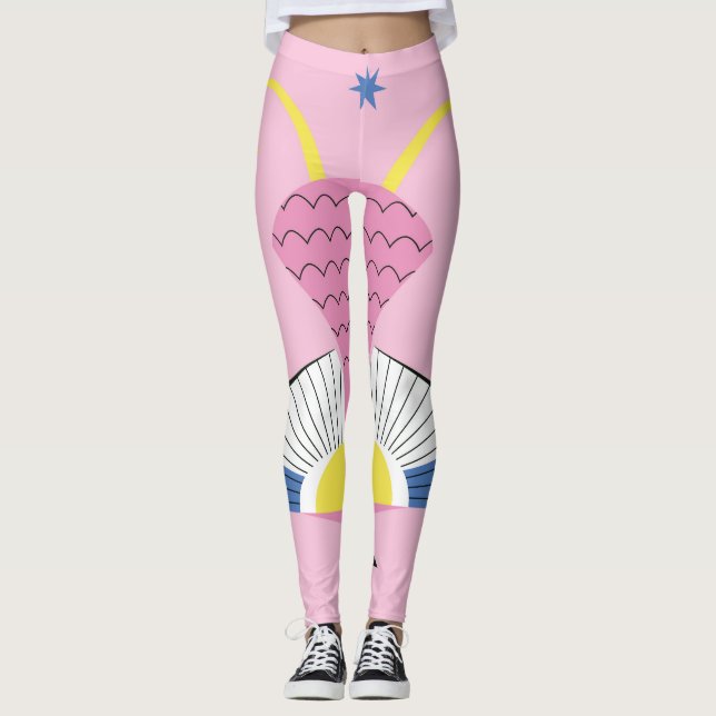Legging Abstrato Tropical Bird: A Vintagem Brilhante. (Frente)