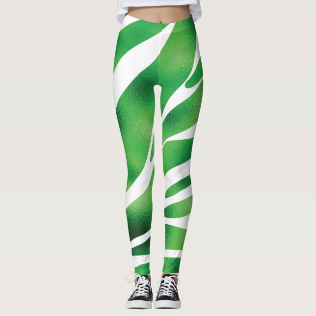 Legging Abstrato Verde e Branco (Frente)