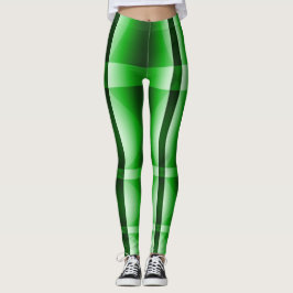 Legging Abstrato Verde Linhas e Quadrados