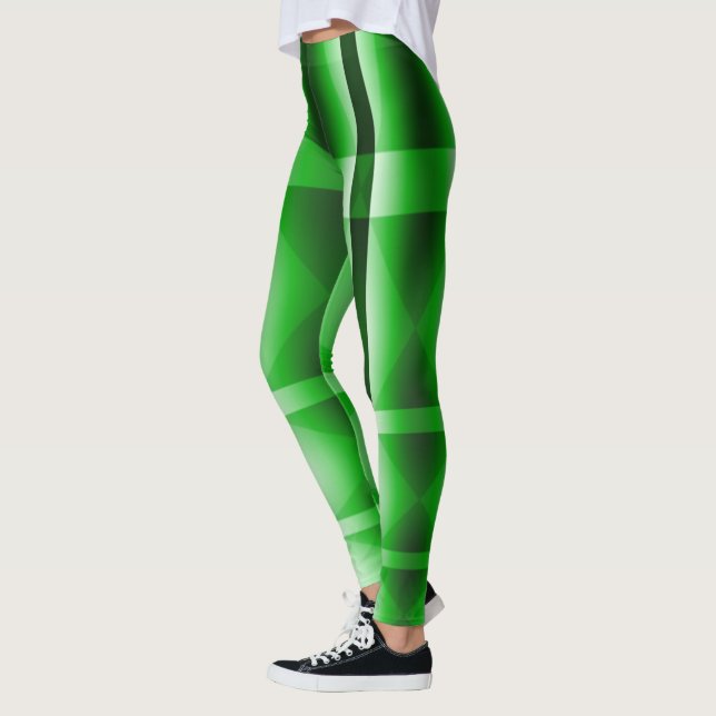 Legging Abstrato Verde Linhas e Quadrados (Esquerda)