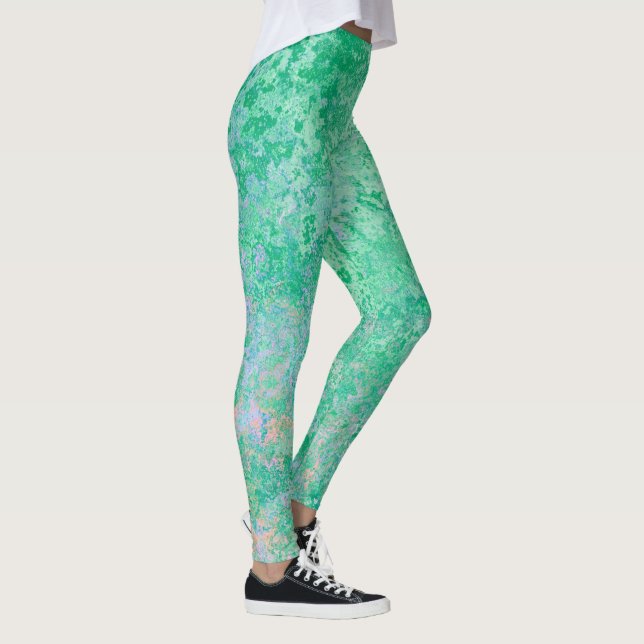 Legging Abstrato verde-mar brilhante, Primavera de tinta a (Direita)