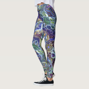 Legging Abstrato verde-oliva, azul-roxa