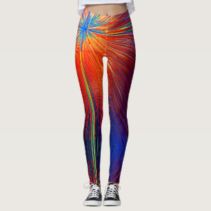 Legging Abstrato vermelho azul-amarelo com tendência color